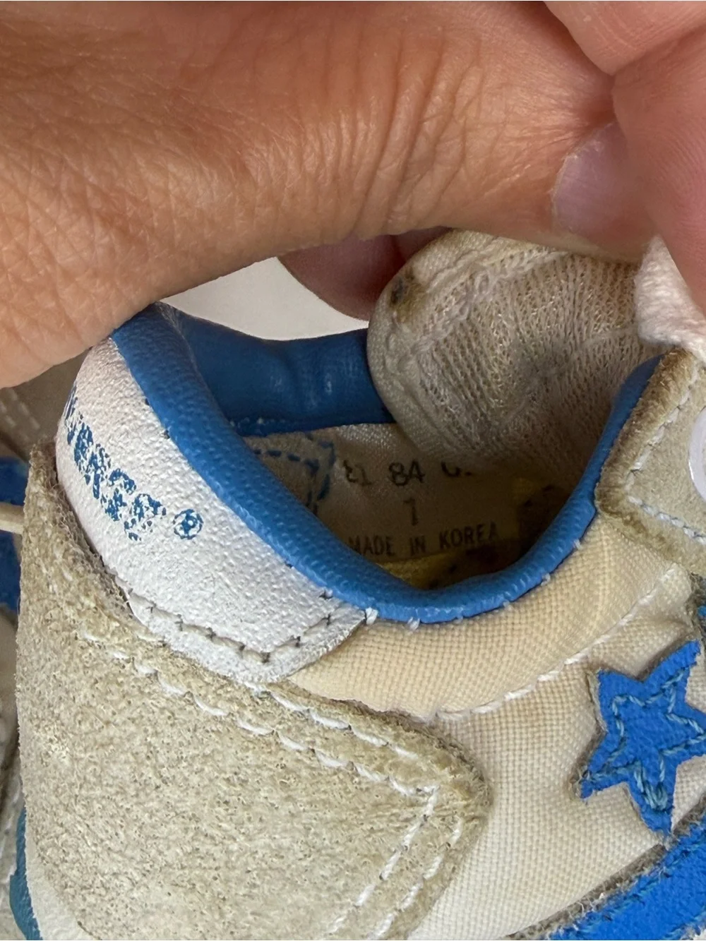 Vintage Converse Infant Baby Sneakers Blue White Suede Korea Size 1 Lace Up